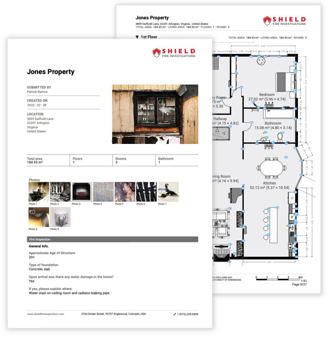 Fire scene investigation report pdf with photos of the property assessment inspection and details collected through questionnaire